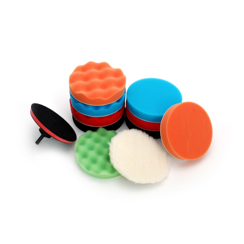 Factory Customize 11PCS/Kit 5inch Polishing Pad Car Detailing Wool Microfiber Sponge Polishing Pad with Backing Plate and Adapter Polishing Kit