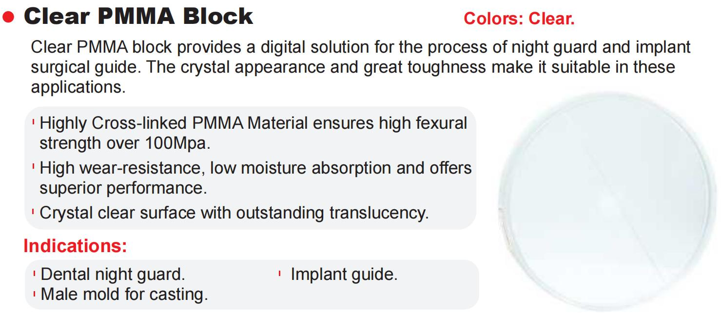 Full Denture PMMA Blocks Dental Lab Material