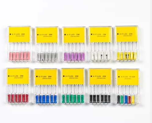 Complete Set of Stainless Steel K-Files for Endodontic Therapy