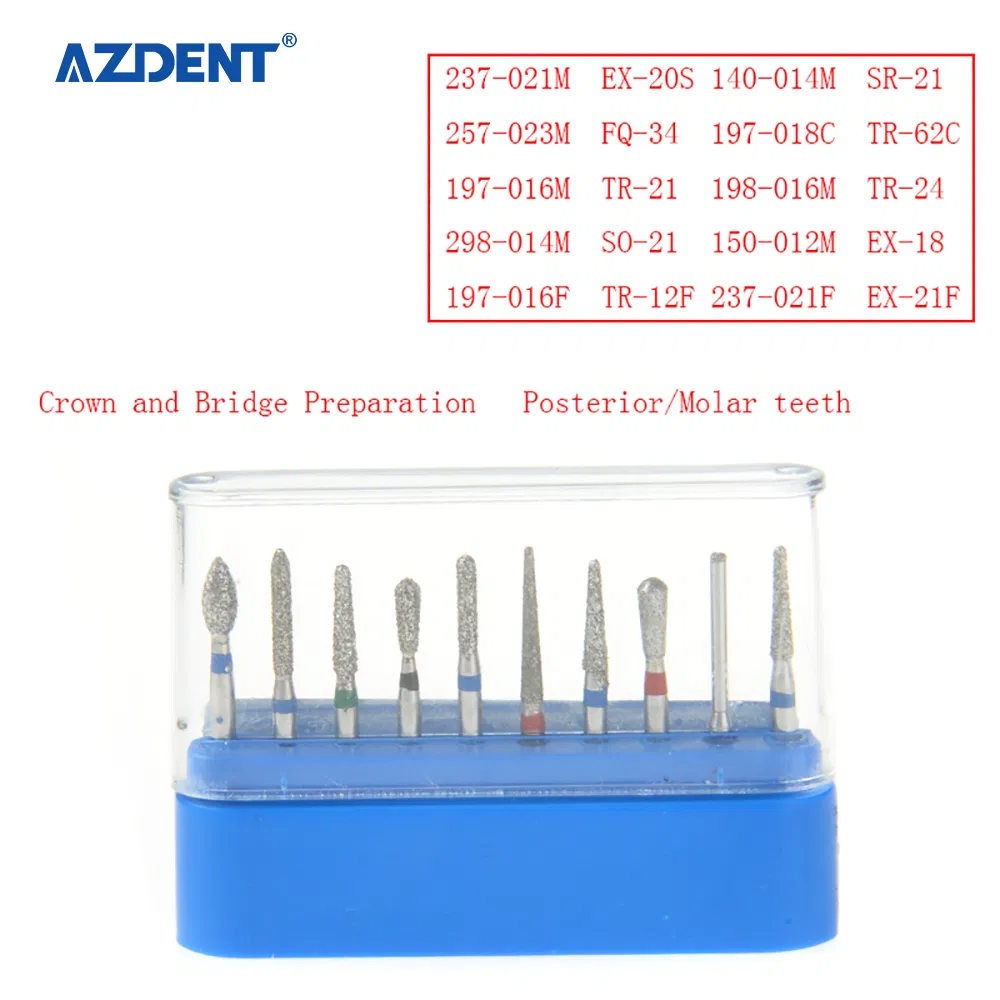 Azdent 10PCS Crown and Bridge Preparation Posterior Fg Dental Diamond Burs