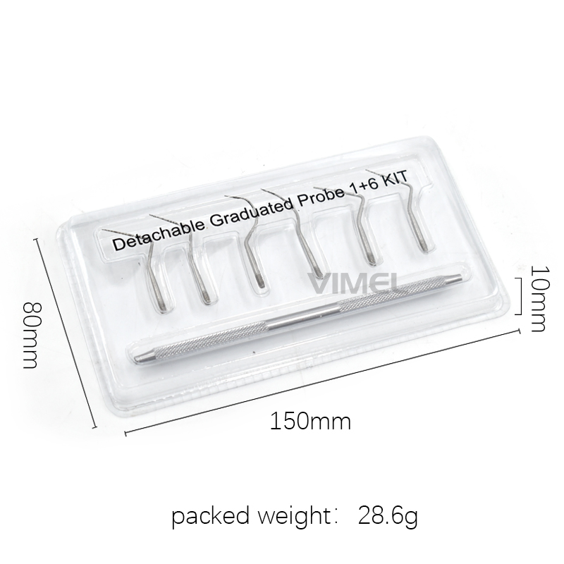 Dental Manual Instrument Explorer with Graduated Probe Steel Tool Scale 6+1kit