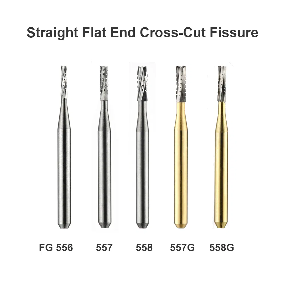 Best Selling Dental Milling Equipment Manufacturer FG Shank Straight Cross Cut Fissure Trimming Hard Alloy Bur FG557 ISO 107/010