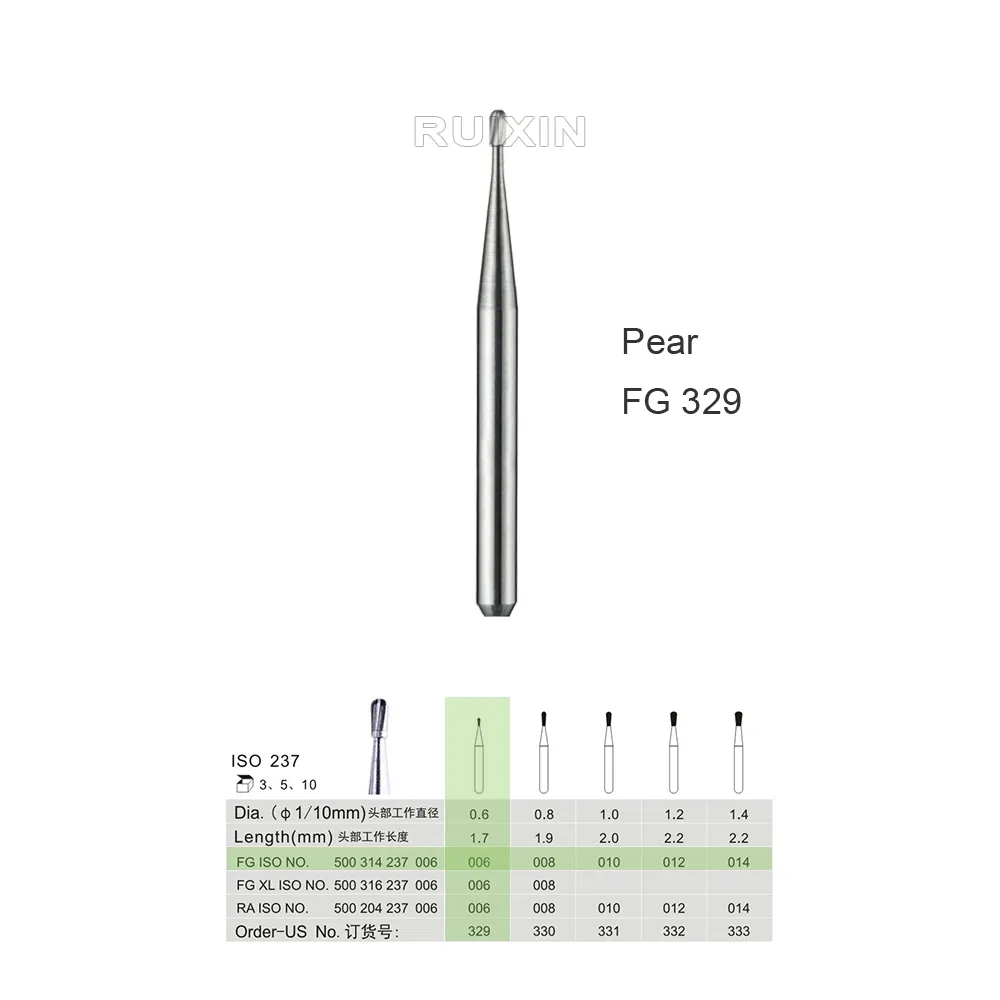 FG-329# Pear Best Selling One-Piece Carbide Dental Bur