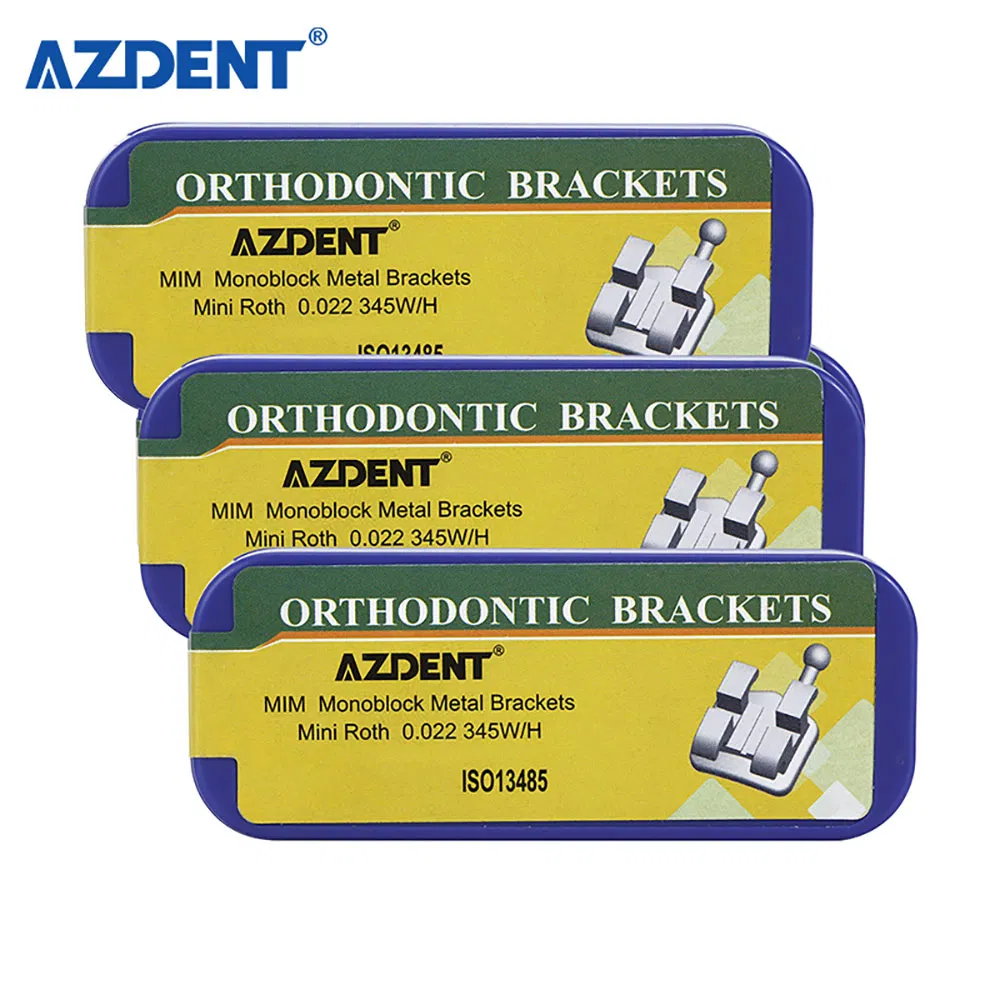 Dental MIM Monoblock Metal Mini Roth 022 345hooks Orthodontic Brackets