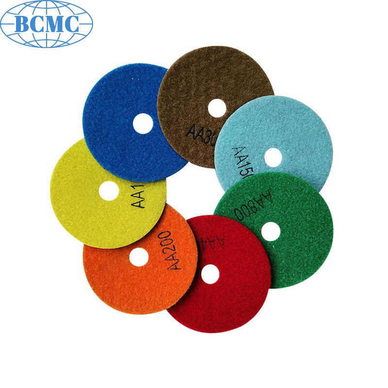 Bcmc 2026 4/5/6 Inch Diamond Polishing Pads Wet Dry 7 Pieces Polish Pad Kit for Drill Grinder Polisher Granite Marble Quartz