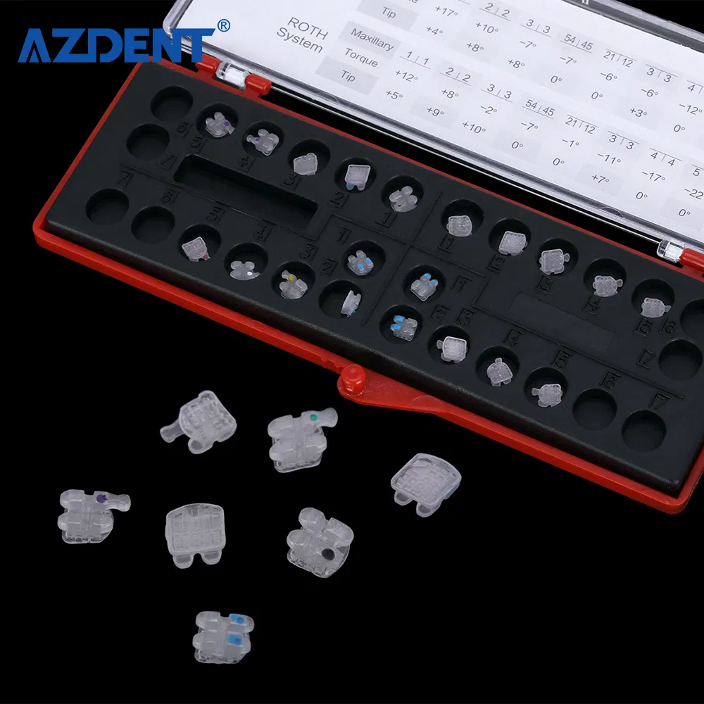 Dental Brackets Dentist Ceramic 5*5 Mbt 022 with 345hooks Orthodontic Brackets