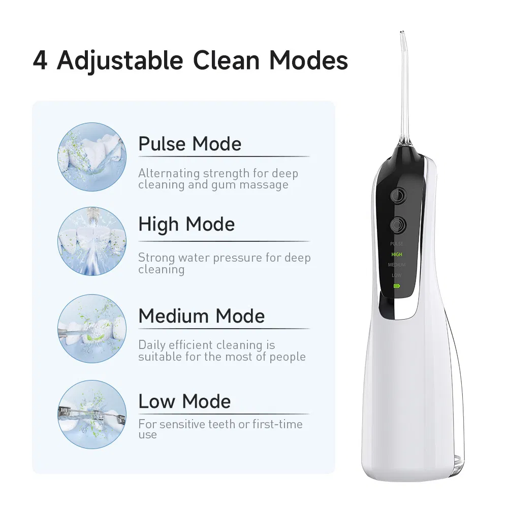 Flosspro Eliteportable Pulseclean Protravel Hydrosmile Maxportable Dental 4 Modes and Ipx7 Waterproof Oral Irrigator