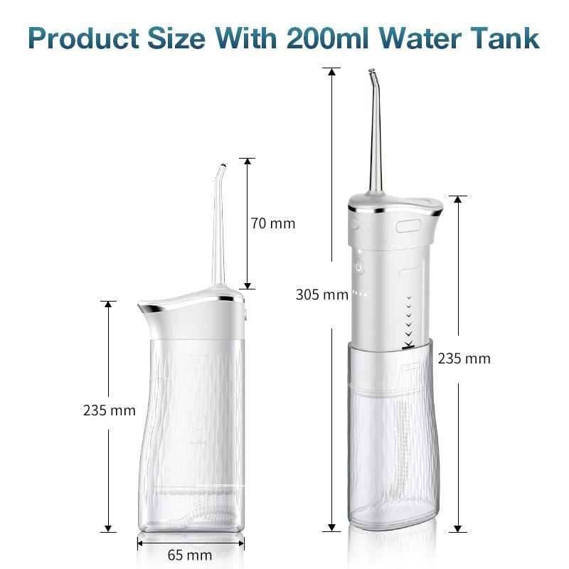Water Flosser 360 Clean Dental Residues 4 Modes Portable Cordless 200ml Small Dentel Oral Irrigator