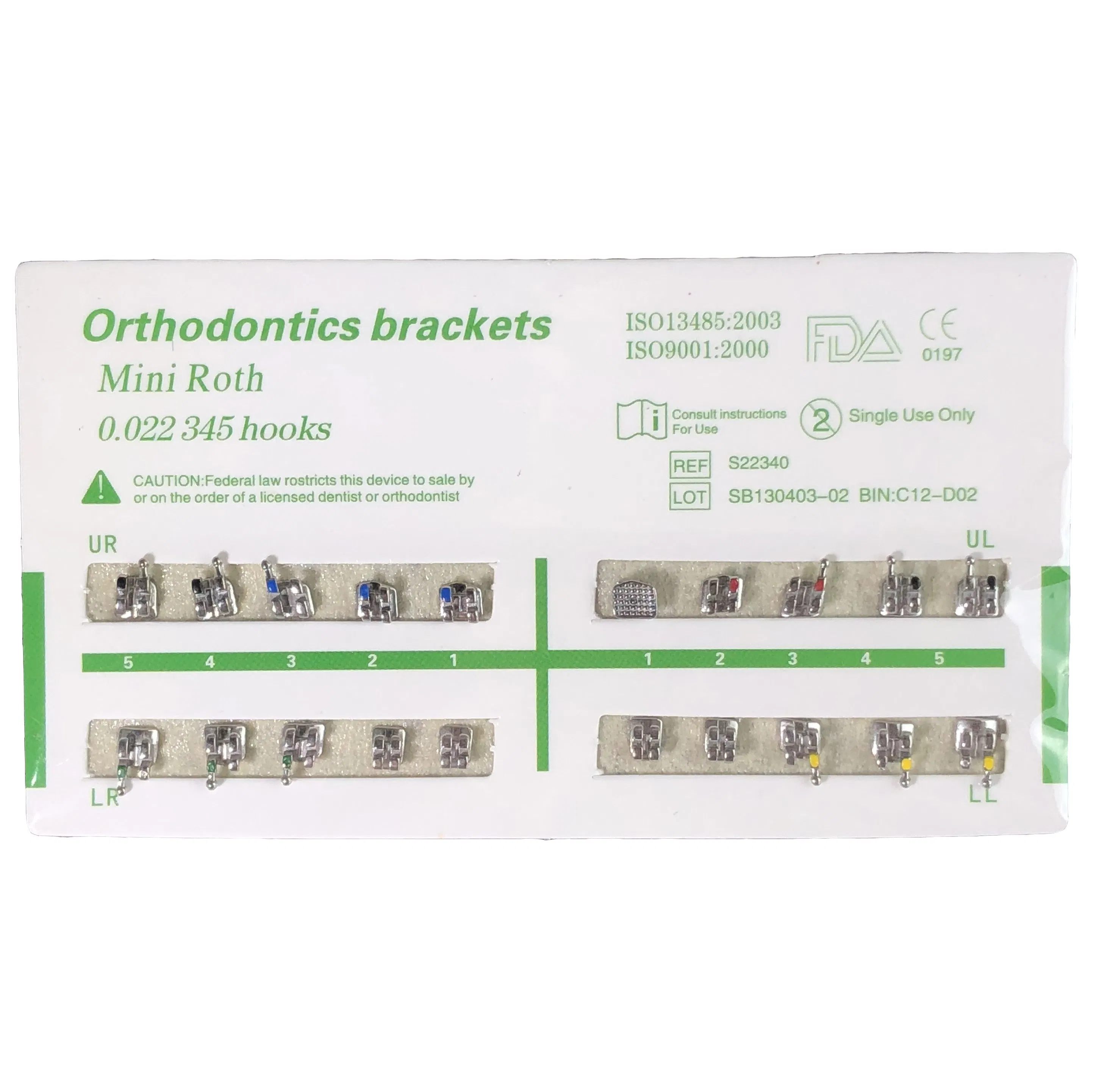 Dental Braces Set Mbt Mini Metal Roth Standard 018 022 Orthodontic Bracket Kit