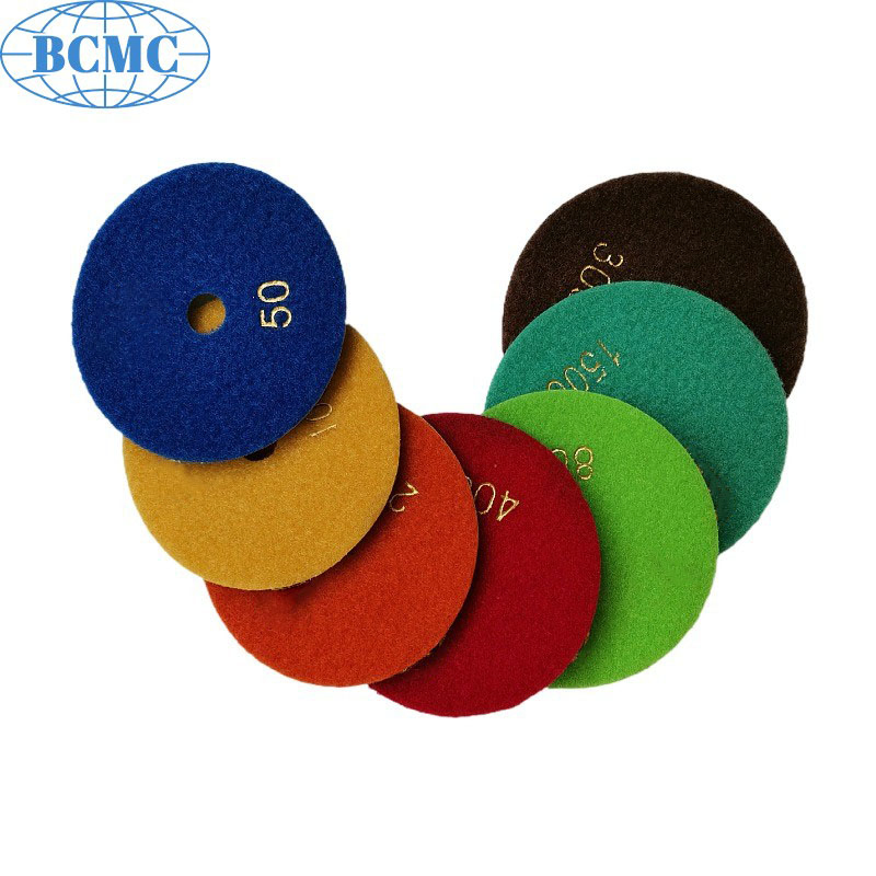 Bcmc 2026 4/5/6 Inch Diamond Polishing Pads Wet Dry 7 Pieces Polish Pad Kit for Drill Grinder Polisher Granite Marble Quartz