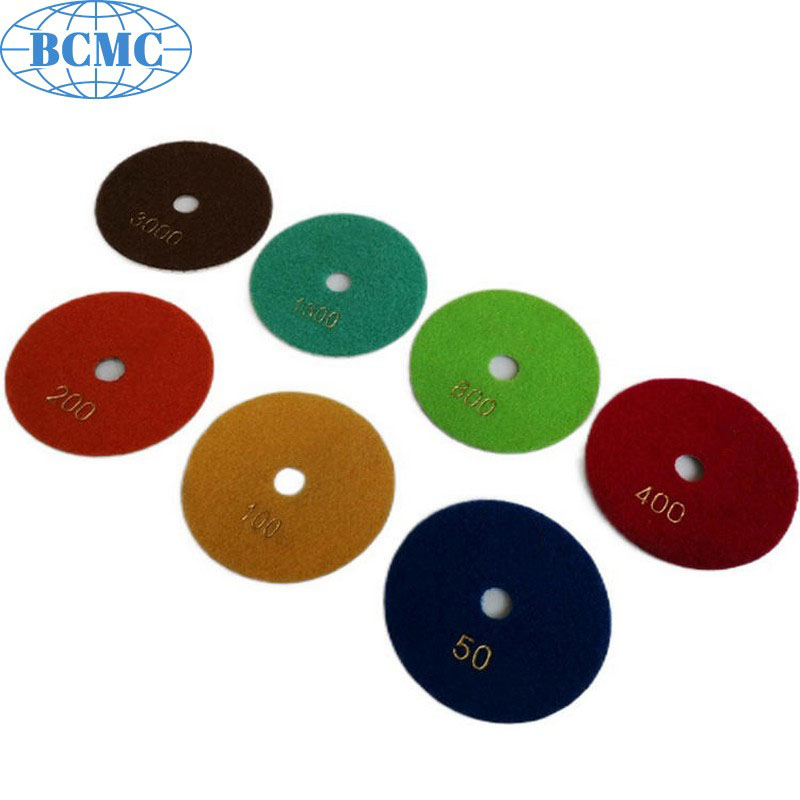 Bcmc 2026 4/5/6 Inch Diamond Polishing Pads Wet Dry 7 Pieces Polish Pad Kit for Drill Grinder Polisher Granite Marble Quartz