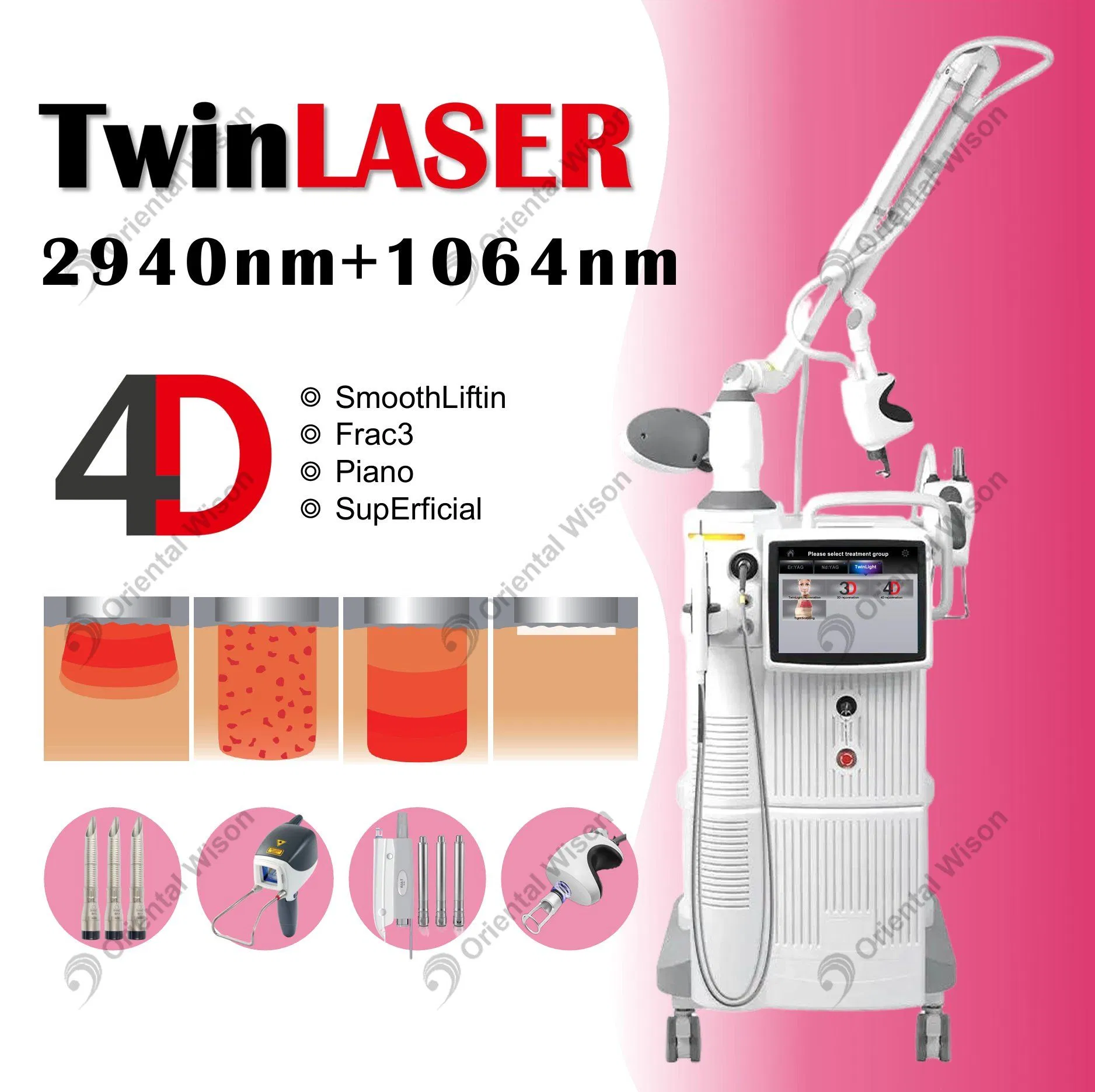 Erbium YAG Laser 2940nm Face Lifting Dental Laser Stretch Mark Removal 1064nm ND YAG Long Pulse Laser Hair Removal for Clinic Use