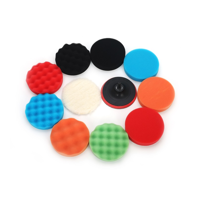Factory Customize 11PCS/Kit 5inch Polishing Pad Car Detailing Wool Microfiber Sponge Polishing Pad with Backing Plate and Adapter Polishing Kit
