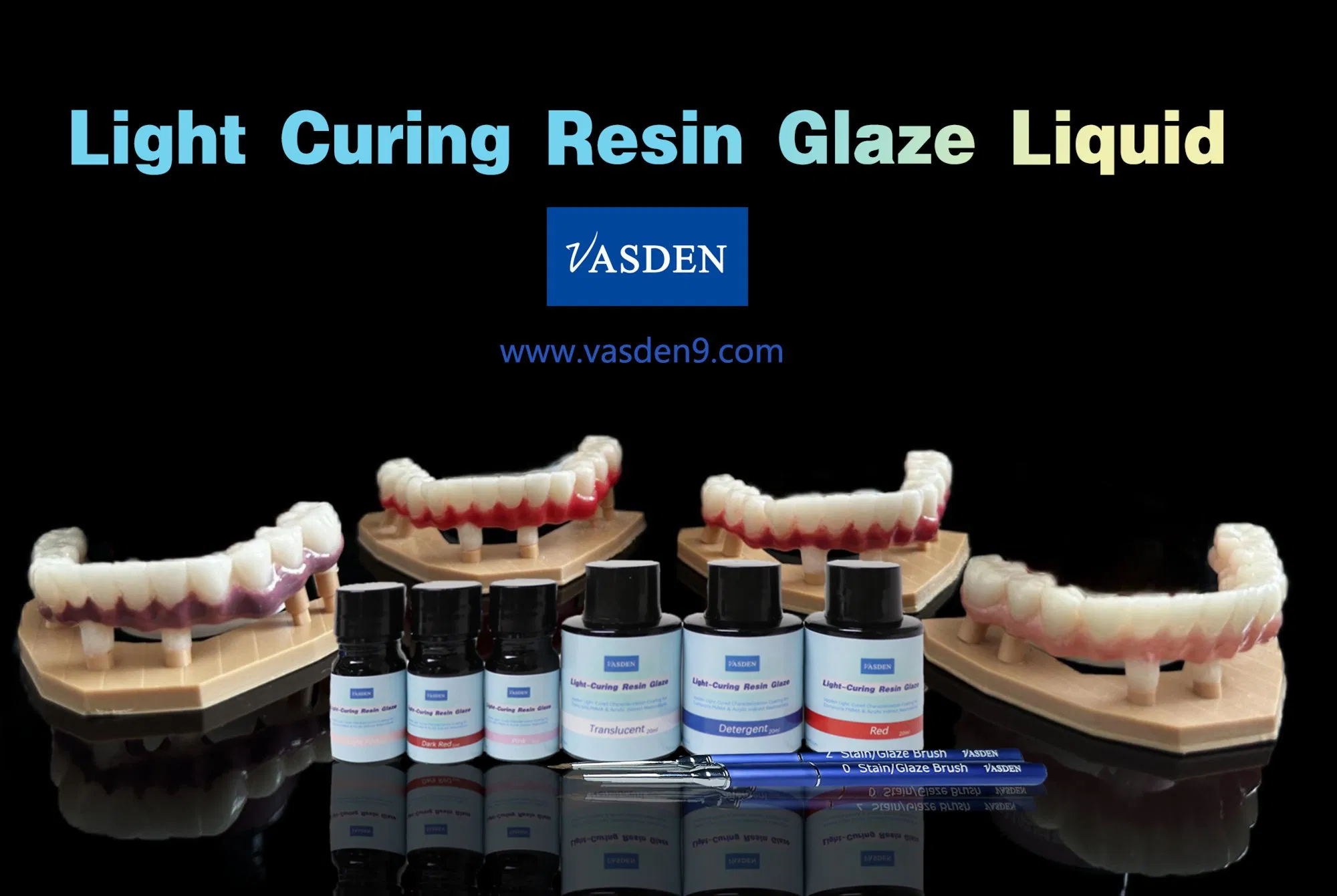Vasden Light Curing Resin Glaze Liquid Pink Set PMMA Dyeing Liquid