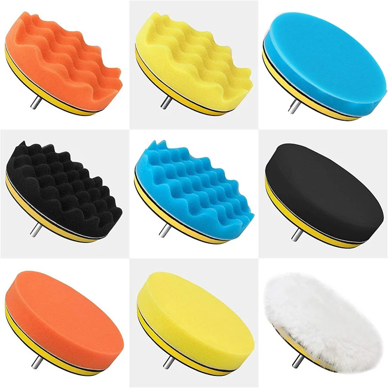 Factory Customize 11PCS/Kit 5inch Polishing Pad Car Detailing Wool Microfiber Sponge Polishing Pad with Backing Plate and Adapter Polishing Kit