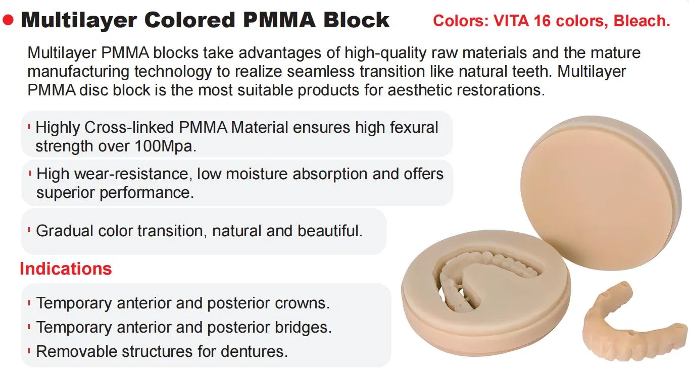 Full Denture PMMA Blocks Dental Lab Material