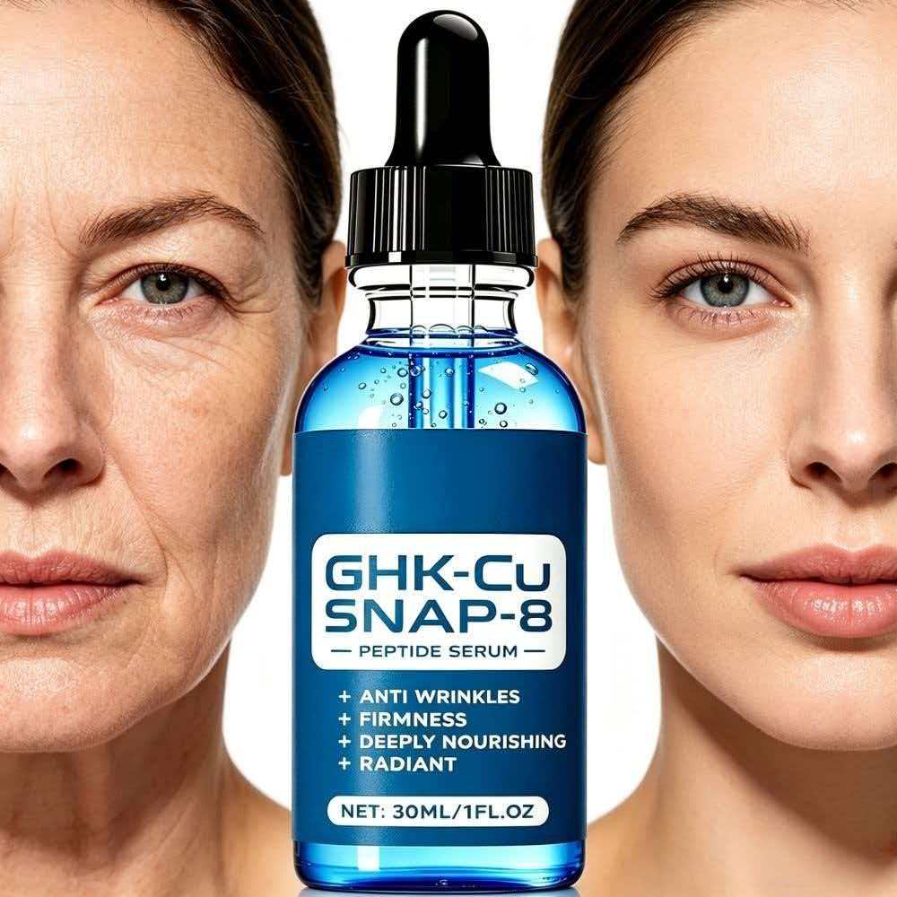 Private Label 30ml GHK-Cu Snap-8 Copper Peptide Vitamin C Facial Serum Hyaluronic Acid Anti-Aging Repair Firming Hydrating OEM