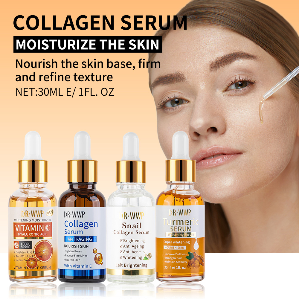 OEM Private LOGO Vegan Organic Anti-Aging Herbal Facial Skin Care Vitamin C Collagen Kojic Acid Turmeric Face Serum