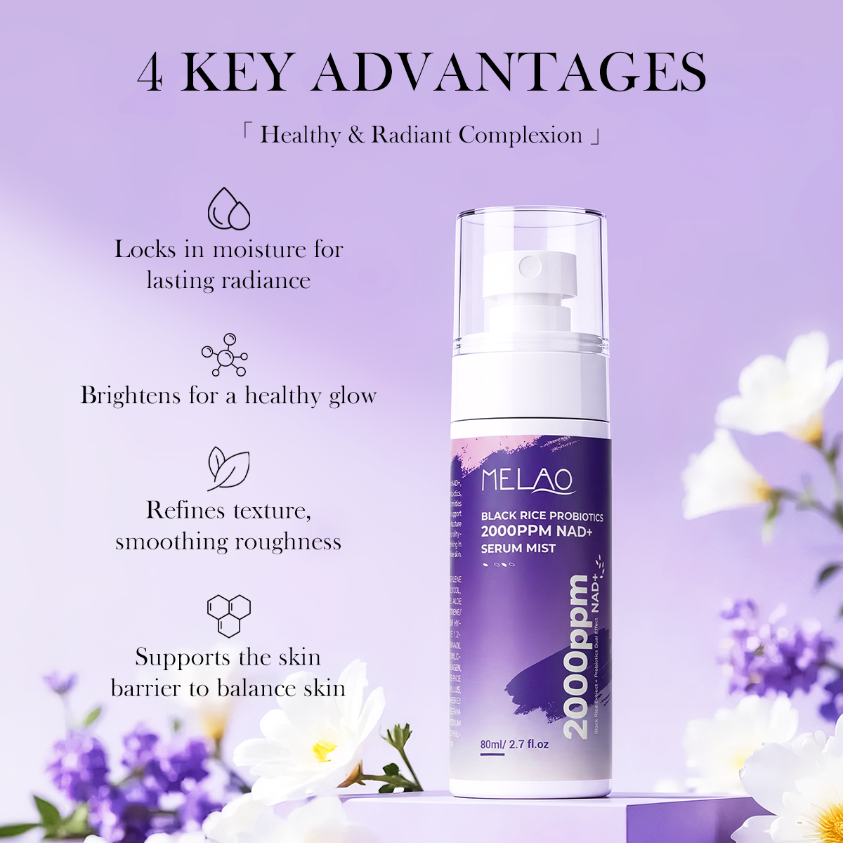 Vegan Sensitive Skin Hydrating &amp; Plumping Ceramide Skin Barrier Repair Black Rice Probiotics 2% NAD+ Serum Mist