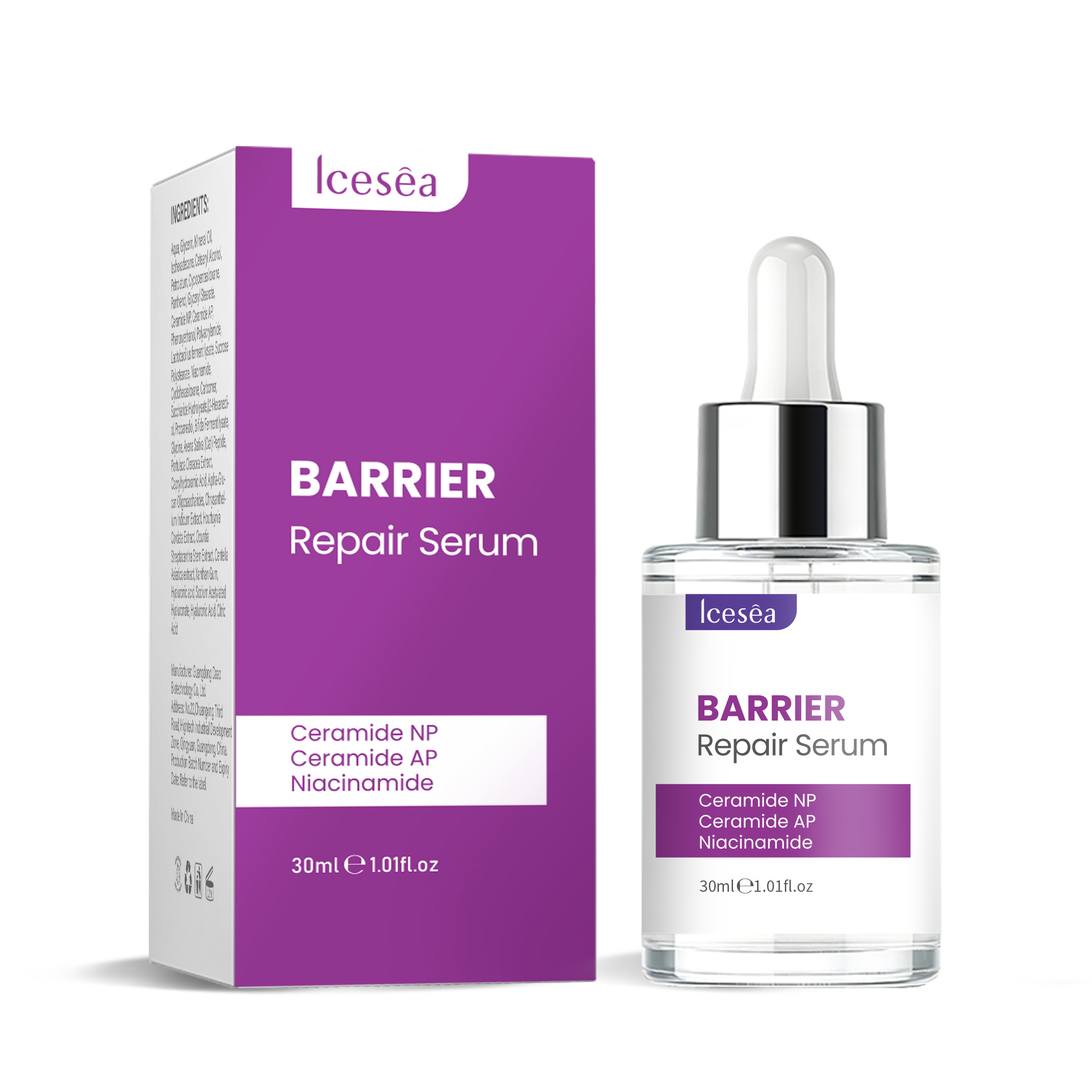 OEM Ceramide Niacinamide Barrier Strengthening Serum Restoring Hydrating Calming for Dry Damaged Sensitive Skin