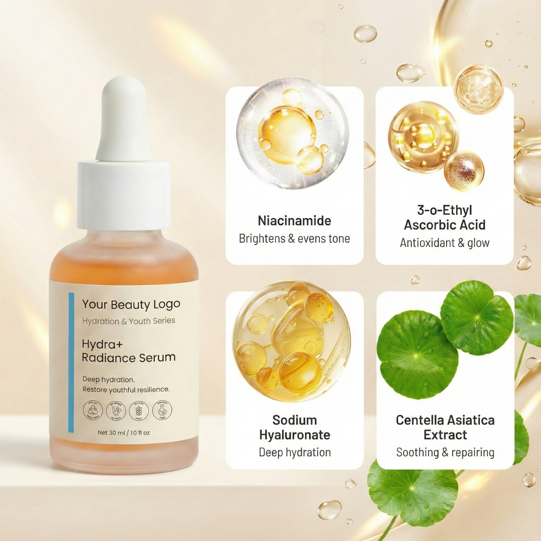 Korean Glass Skin Hydrating Serum Pure Hyaluronic Acid Moisturizing Essence for Dry Sensitive Skin Bulk Wholesale