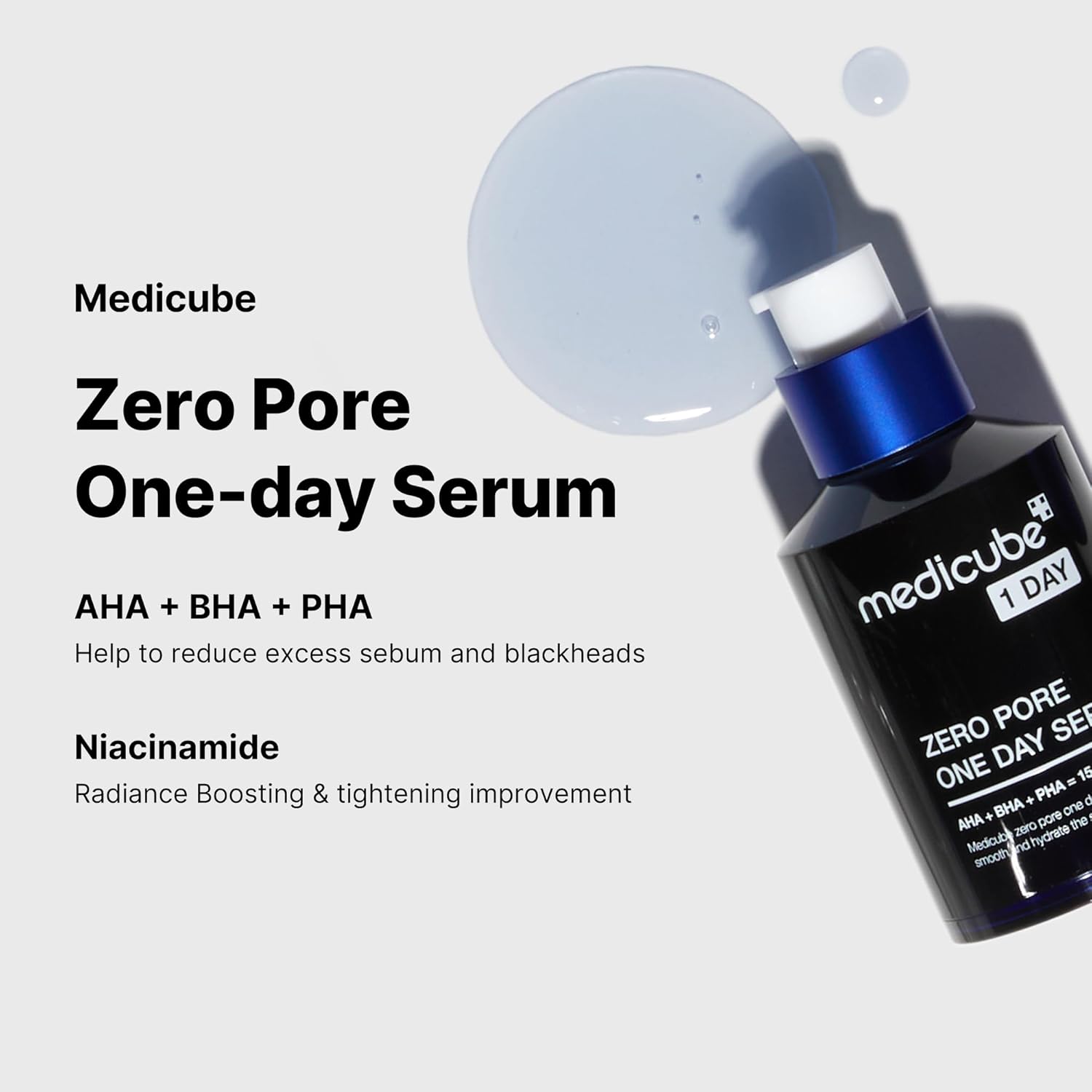 Medicube Zero Pore One-Day Whitening Anti-Aging Night Renewal Serum Pore Tightening Complex 15.2% AHA+BHA+PHA 2% Niacinamide