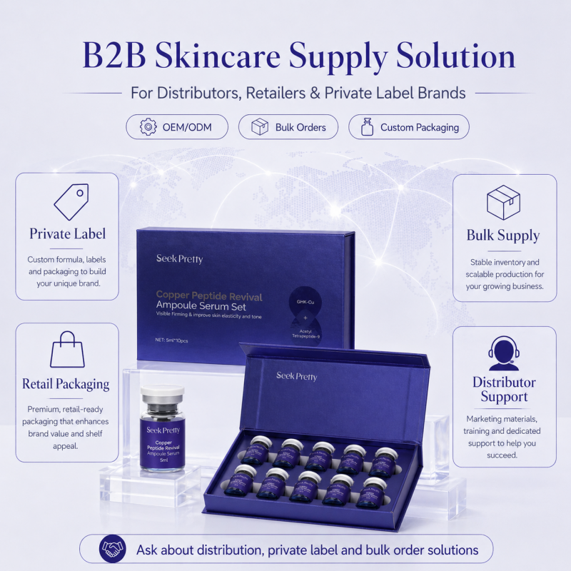 Seek Pretty GHK Cu Vial Blue Copper Peptide Face Serum Anti-Aging Moisturizing Repairing for Skin Care Serum Facial Care