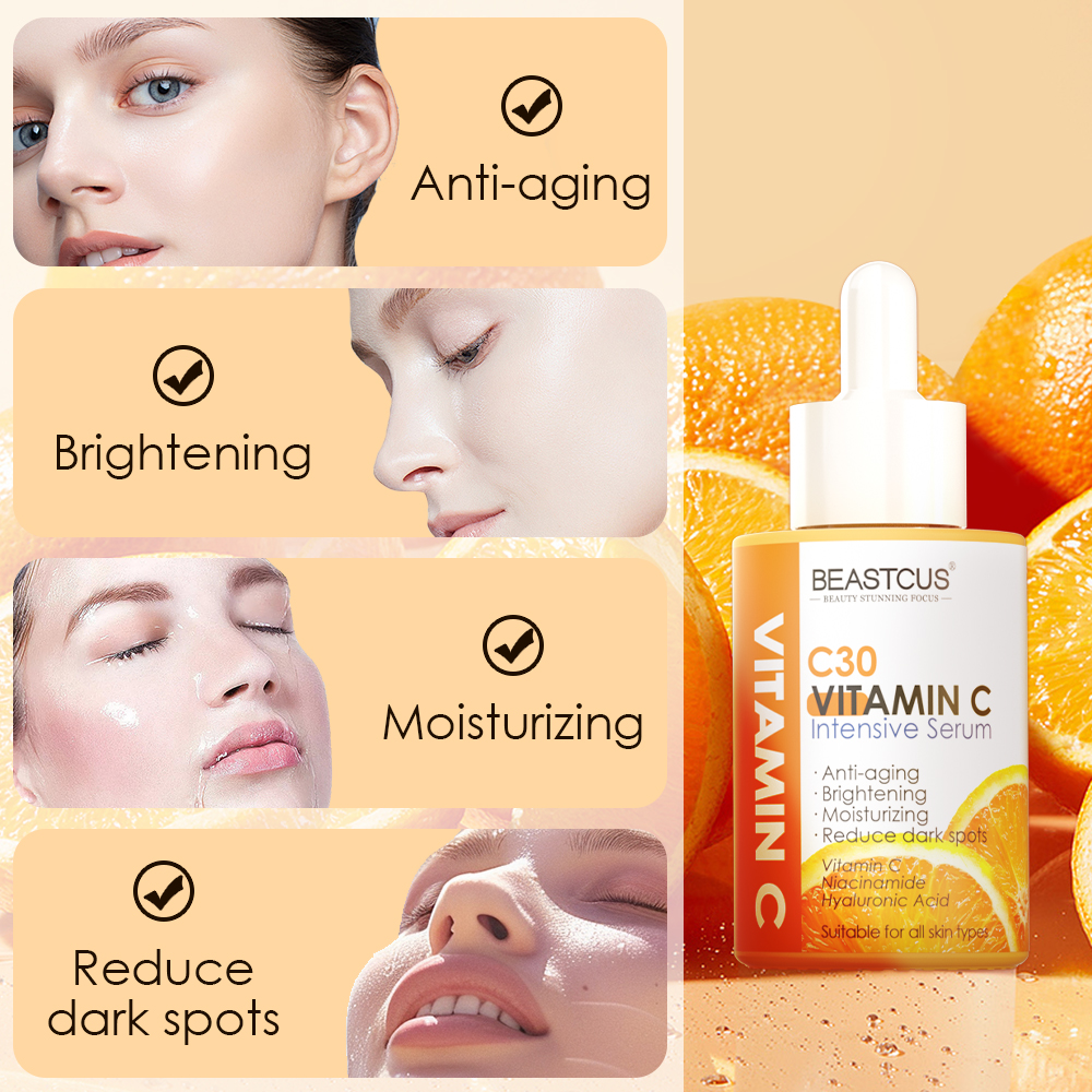 [NEW] Private Label Skincare Skin Whitening Facial Serum for Face Dark Spots Remover Hyaluronic Acid Niacinamide Vitamin C Serum