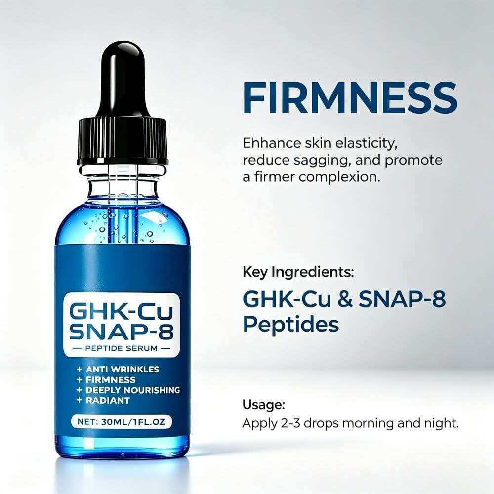 Private Label 30ml GHK-Cu Snap-8 Copper Peptide Vitamin C Facial Serum Hyaluronic Acid Anti-Aging Repair Firming Hydrating OEM