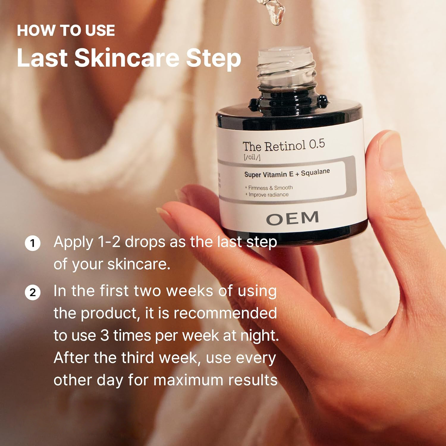 OEM 0.5 Retinoid Face Serum Anti Aging Wrinkle Care Smoothing Skin Texture Serum