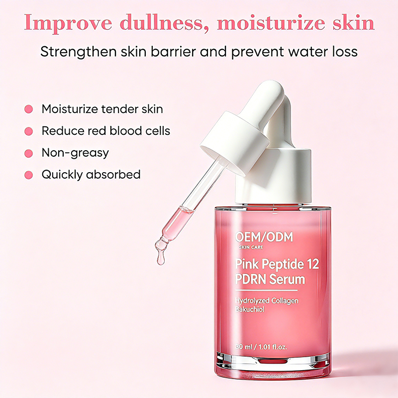 Custom Formula Salmon PDRN DNA Pink Peptide Ampoule Serum Elasticity Boost Skin Barrier Repair Anti Aging OEM ODM Manufacturer