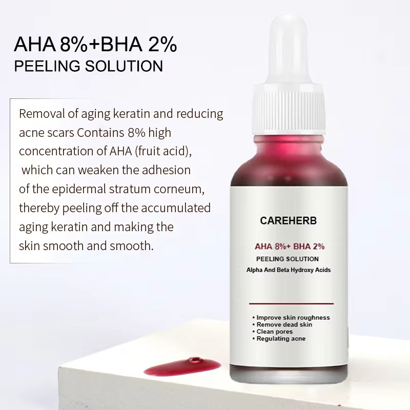 Organic Korean Whitening Acne Exfoliating AHA BHA Hyaluronic Acid B5 Peeling Solution Fruit Acid Facial Serum