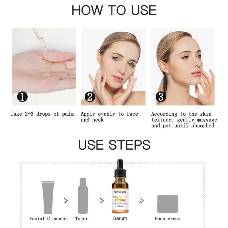 Skin Care Lightening Facial Serum Anti Aging Anti Wrinkle Firming Hyaluronic Acid Vitamin E Face Serum