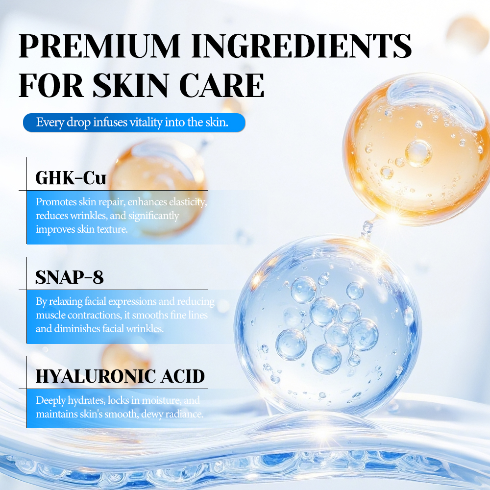OEM GHK-Cu SNAP 8 Blue Copper Peptide Facial Serum Sensitive Skin Ectoin Plant Extract Soothing Barrier Repair Anti-Aging