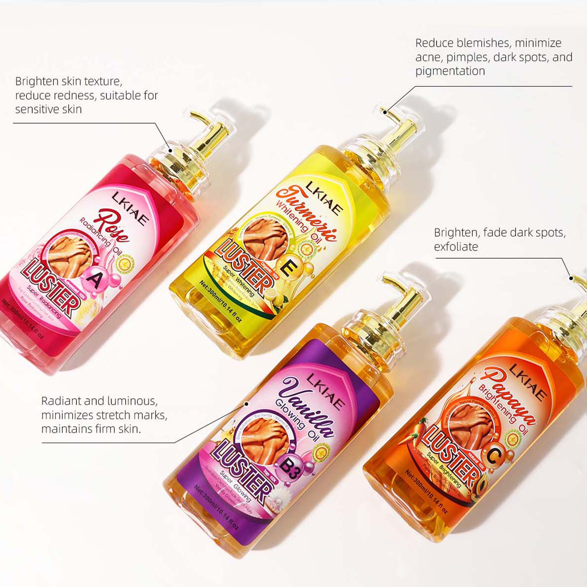 LKIAE Natural Organic Vitamin C E Firming Lightweight Serum Repair Acne Spots Deep Glowing Brightening Whitening Body Oil
