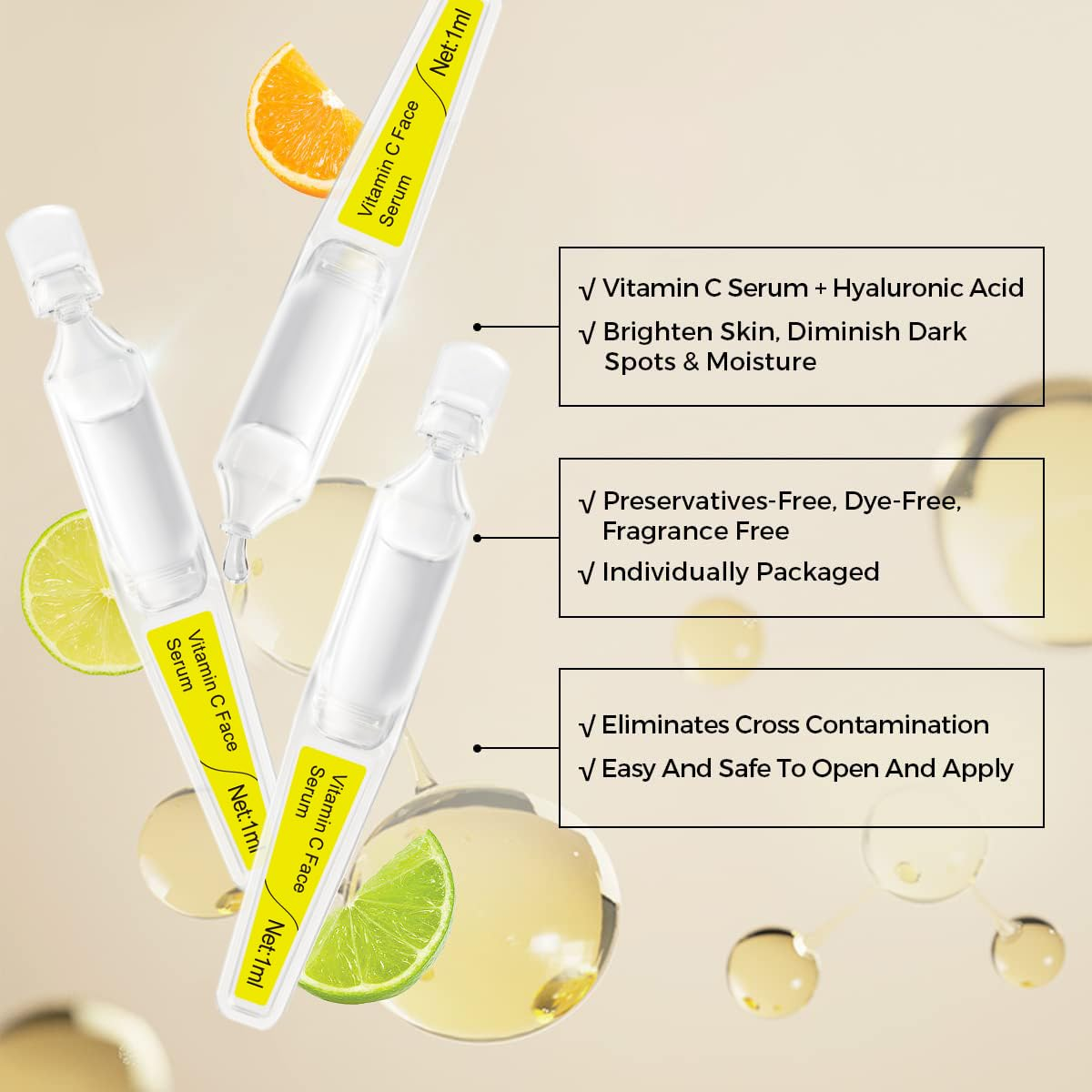 Private Label Alpha Arbutin Brightening Whitening Skin Care Stem Cell Face Vitamin C Face Serum Ampoule for Travel