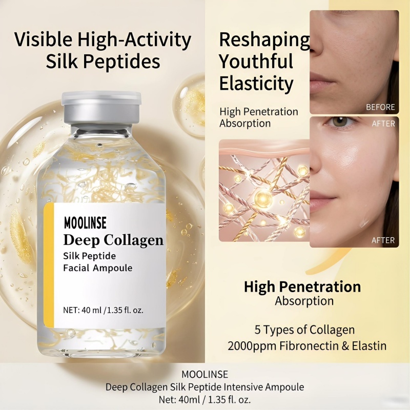 MOOLINSE Deep Collagen Silk Peptide Squalane Facial Ampoule Intensive Lifting Serum Anti-Aging Tightening Firming Hydration for