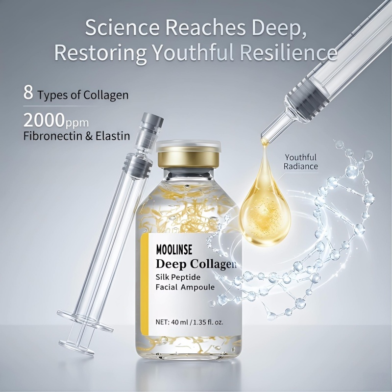 MOOLINSE Deep Collagen Silk Peptide Squalane Facial Ampoule Intensive Lifting Serum Anti-Aging Tightening Firming Hydration for