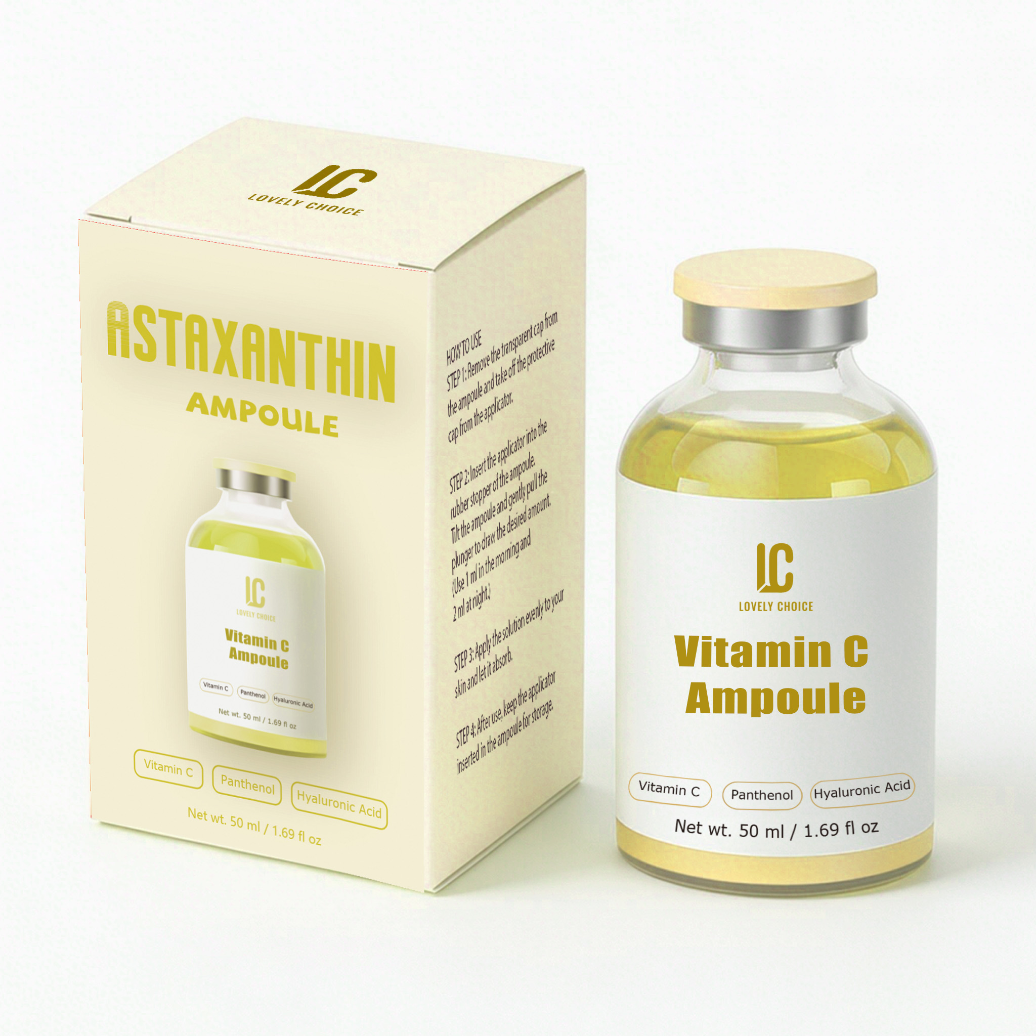 Private Label Vitamin C Astaxanthin Brightening Antioxidant Oil Control Ampoule Facial Serum Max Glow Skin Tone Whitening