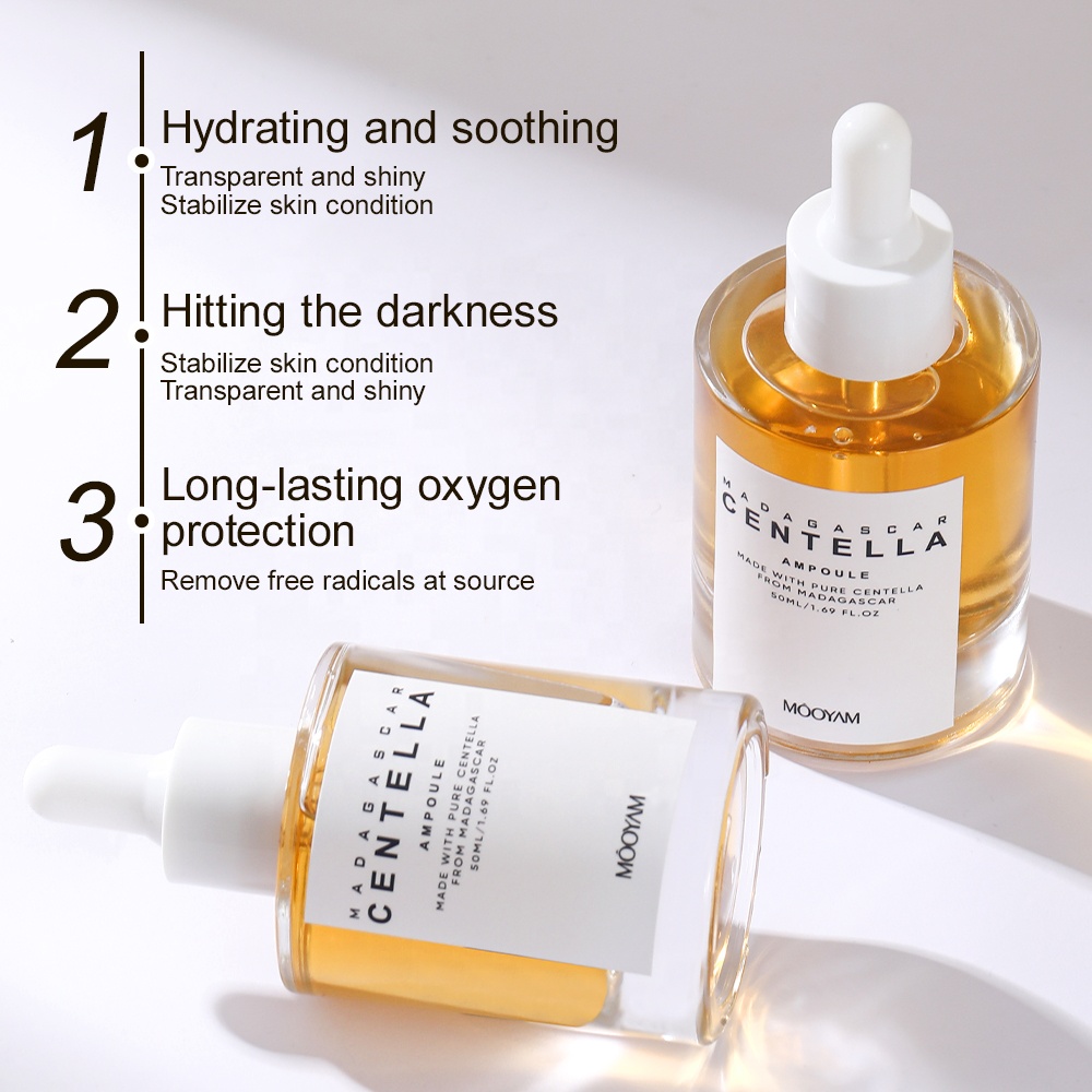 Private Label Centella Asiatica Extract Ampoule Facial Serum for Soothing Sensitive and Acne Skin All-in-one Facial Serum