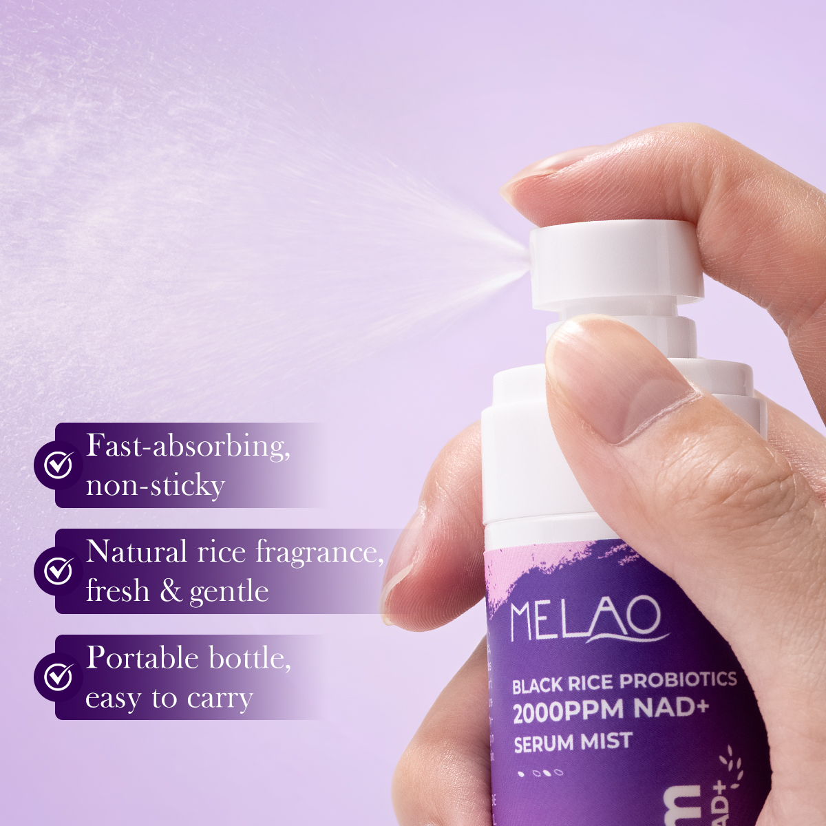 OEM Black Rice Probiotics 2% NAD+ Ultra-Fine Mist Serum Hydrating Plumping Barrier Repair Sensitive Skin Ceramide Skincare Vegan