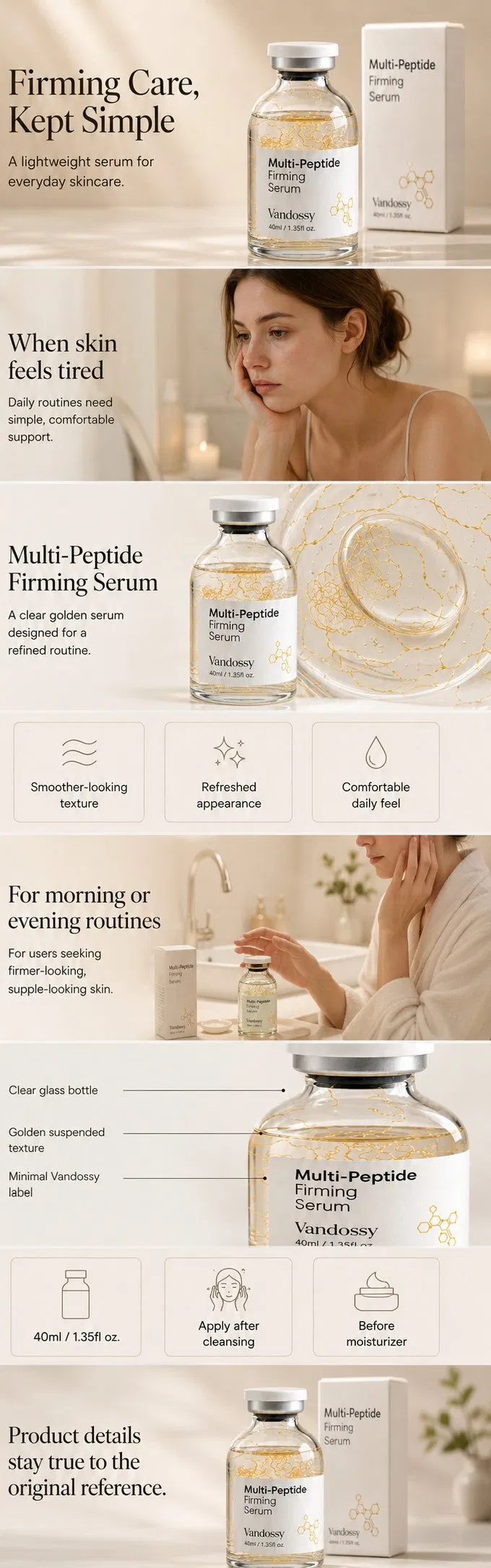 Multi-Peptide Firming Serum for Anti-Aging Facial Skin Care