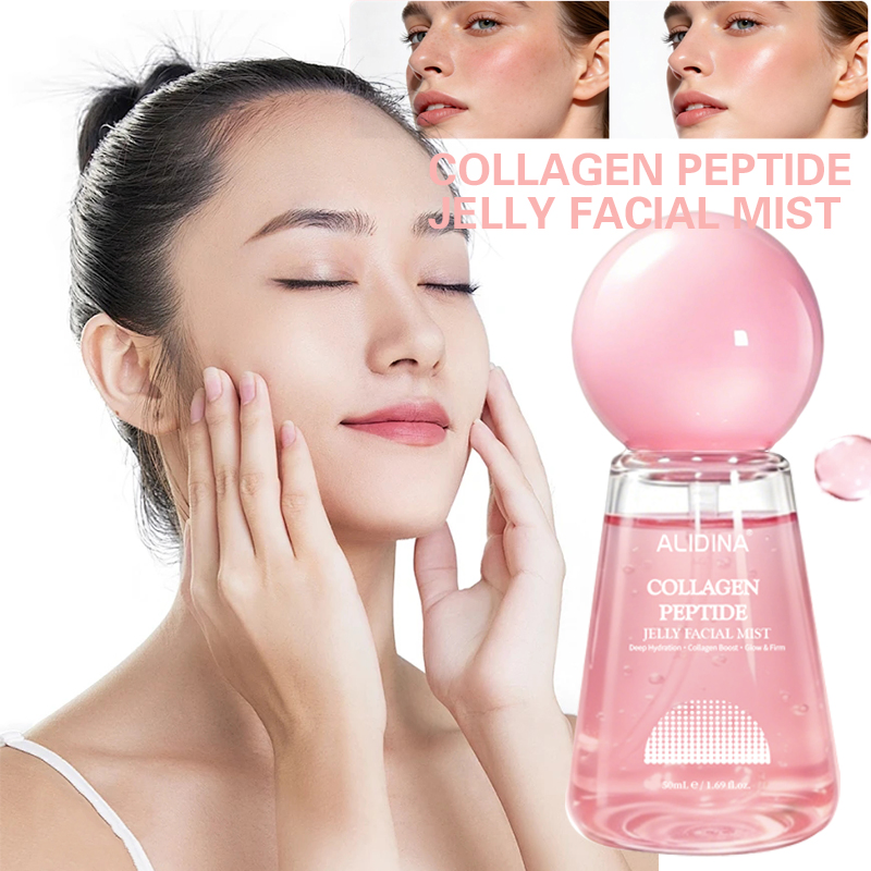 Private Label Brightens Evens Tone Repairs Barrier Collagen Peptide Jelly Facial Mist for Boosts Elasticity Fade Dry Lines