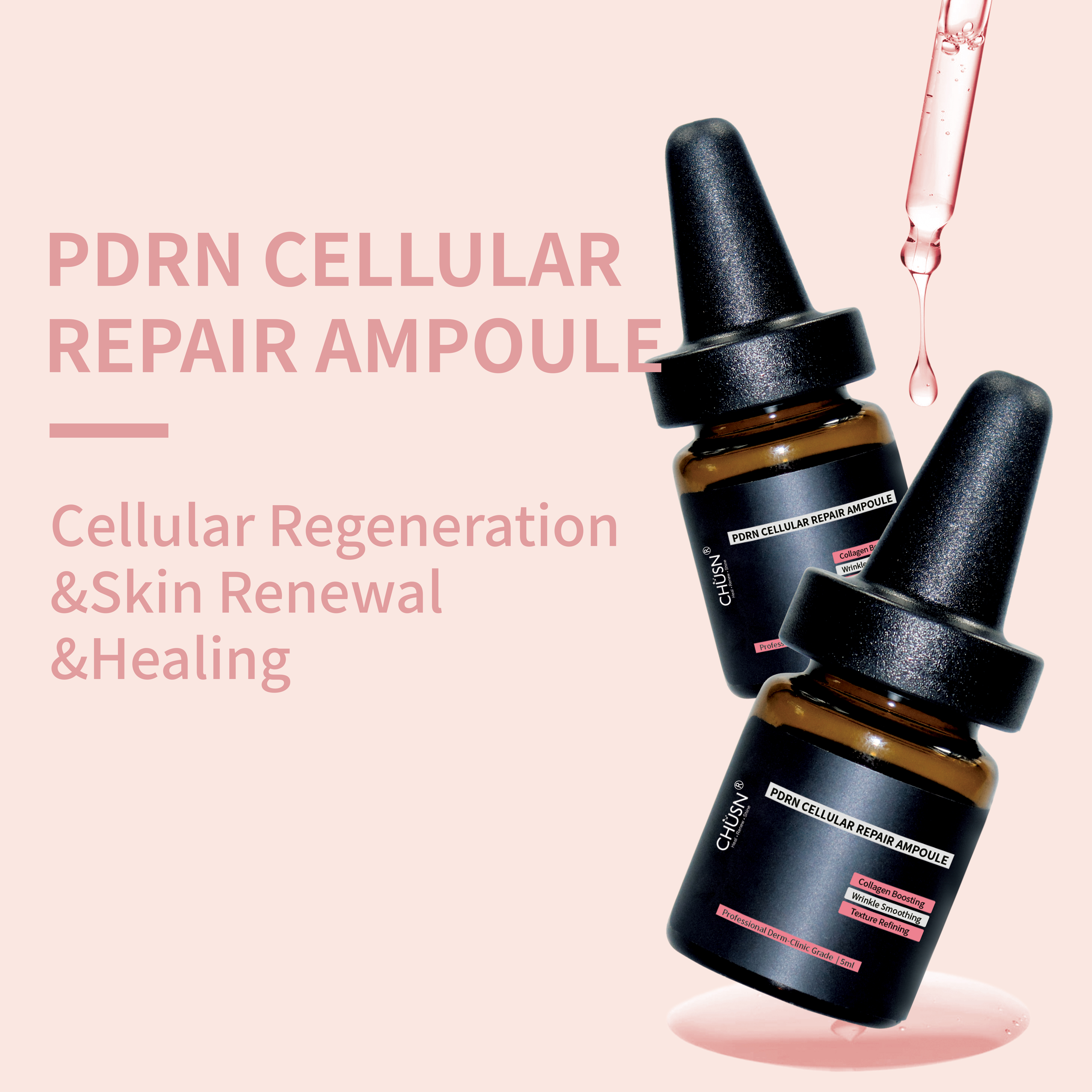 PDRN Salmon DNA Ampoule for Professional Salon Skin Repair, Collagen Boosting &amp; Wrinkle Smoothing, Derm-Clinic Grade Serum
