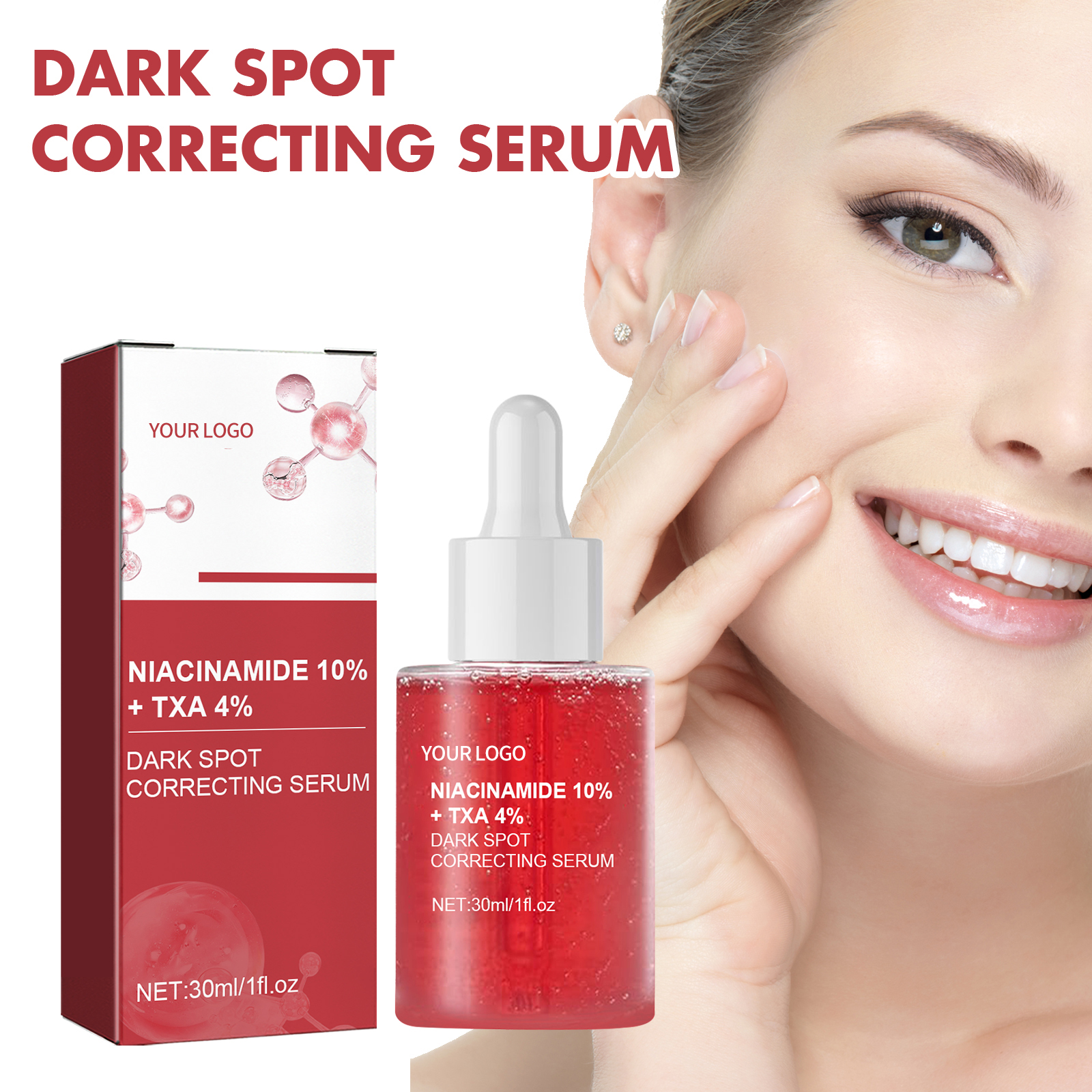 Private Moisturizing Dark Spot Correcting Brightening Facial Serum 10% Niacinamide 4% Tranexamic Acid Face Serum