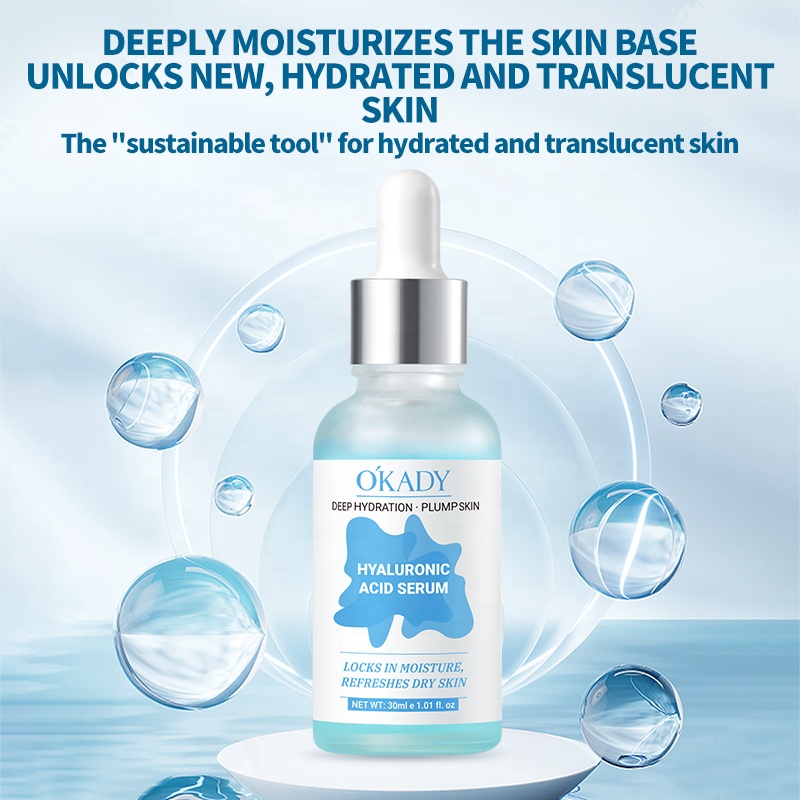 O'KADY Hyaluronic Acid Moisturizing Serum 30ml | Lightweight Facial Essence | Nourish &amp; Restore Skin Elasticity OEM Wholesale