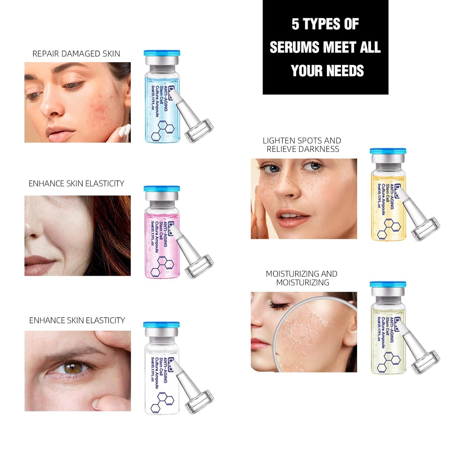 Ampoule Repair Brightening Facial Serum Peptides Essence Remove Fine Lines Anti Aging Facial Serum Skin Care