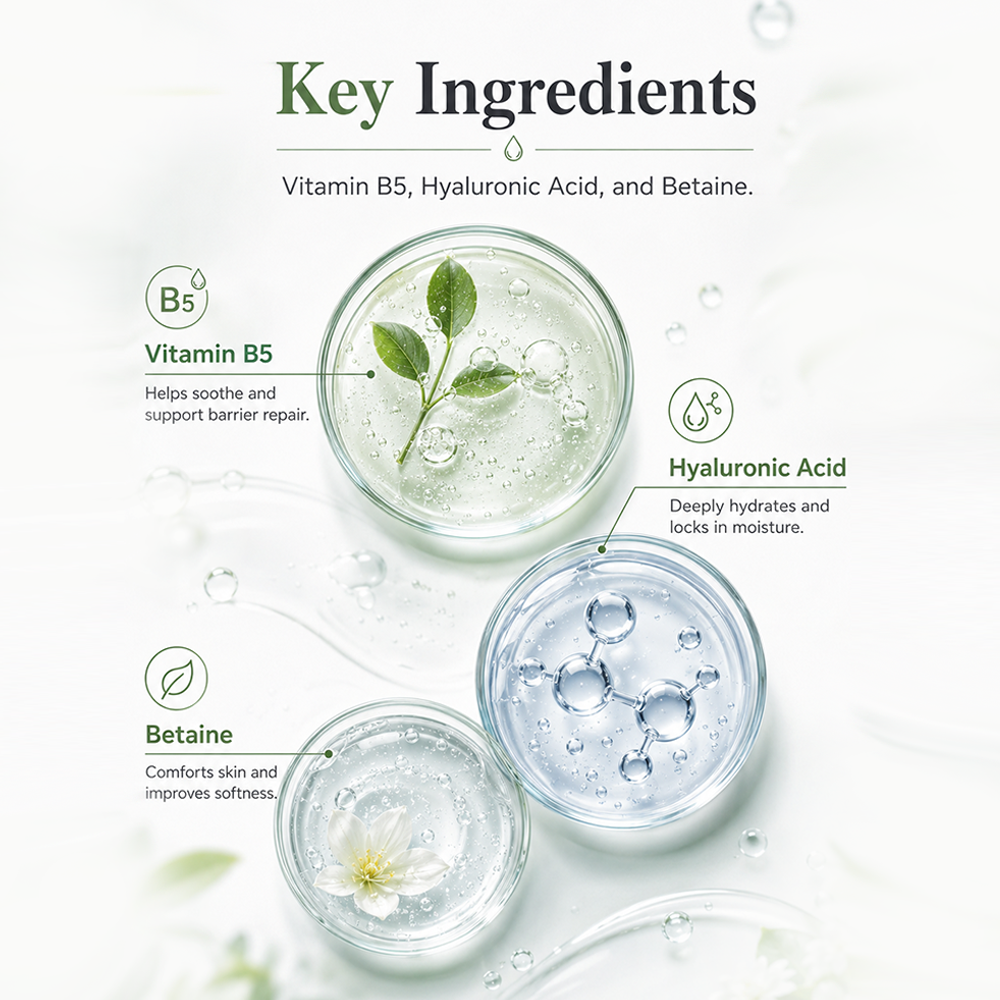 Private Label Gentle Facial Serum for Hydration and Barrier Repair Vitamin B5 Serum