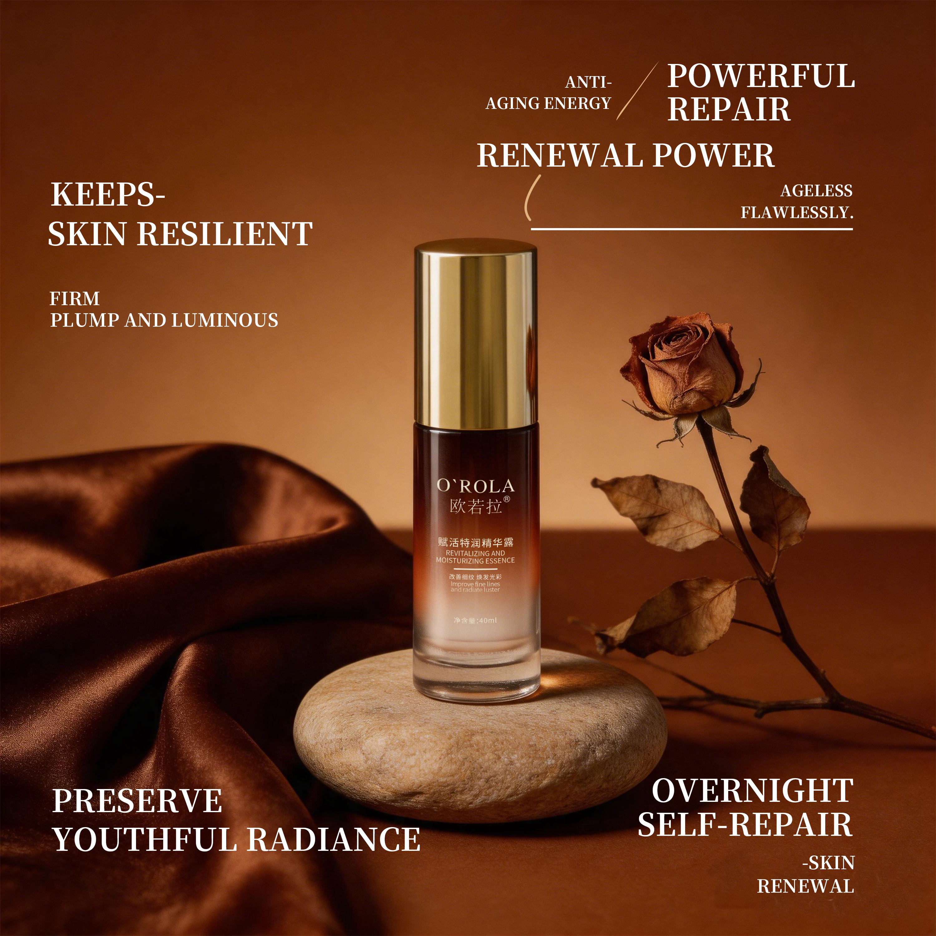O'ROLA Private Label Bifida Peptide Face Serum Anti Aging Firming Hydrating Dual Chamber Essence OEM Custom Logo 40ml