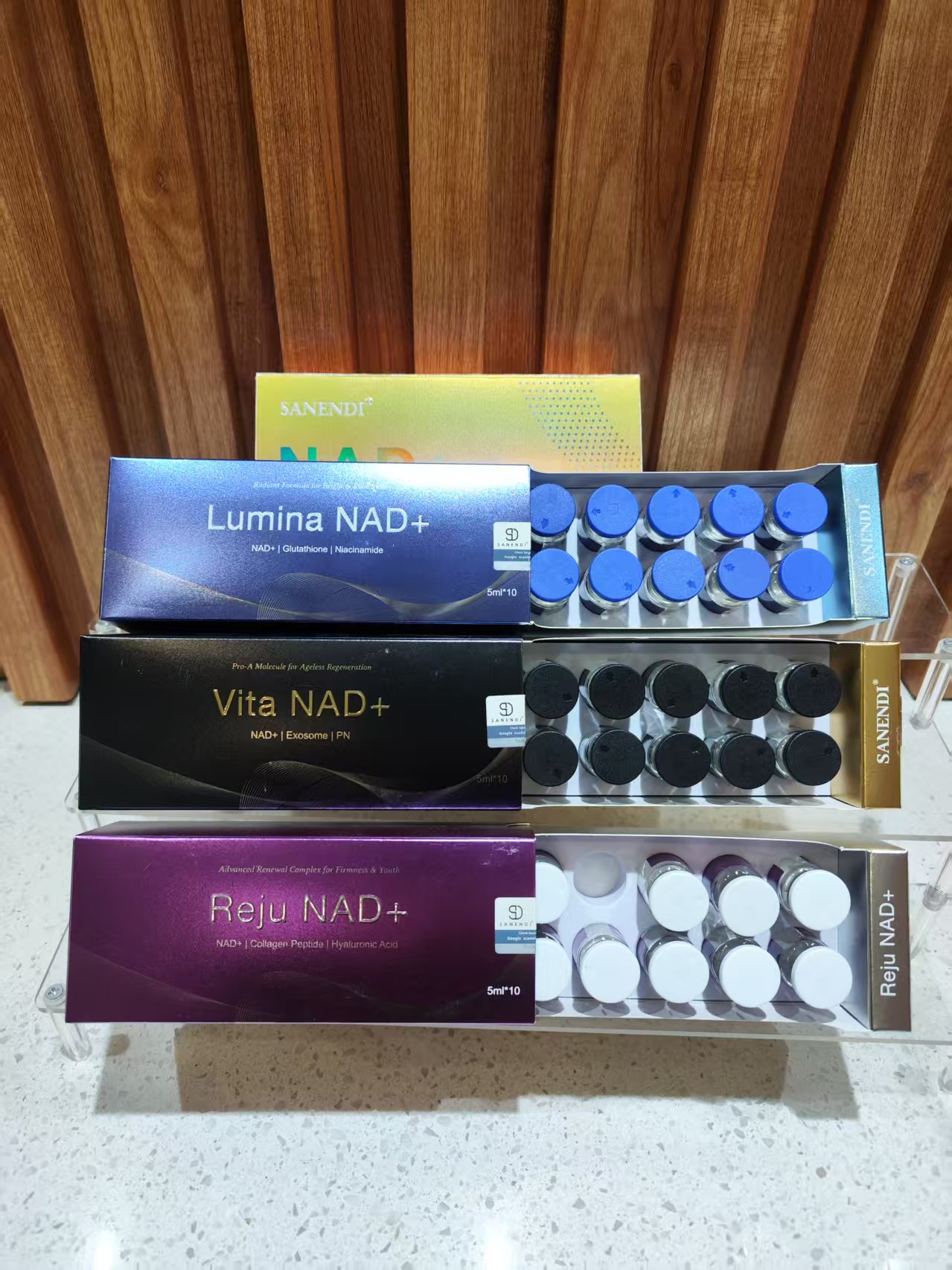High Quality 99% purity 2025 OEM NAD+ Serum For Facial Skin Hyaluronic Acid Serum Collagen Boosting Skin Care Skin 10Vials*7ml